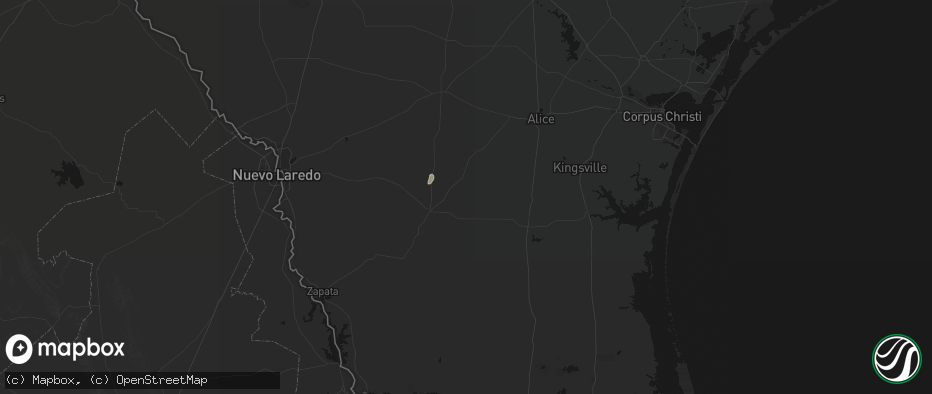 Hail map in Realitos, TX on July 13, 2026