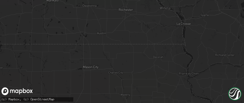 Hail map in Riceville, IA on July 13, 2026