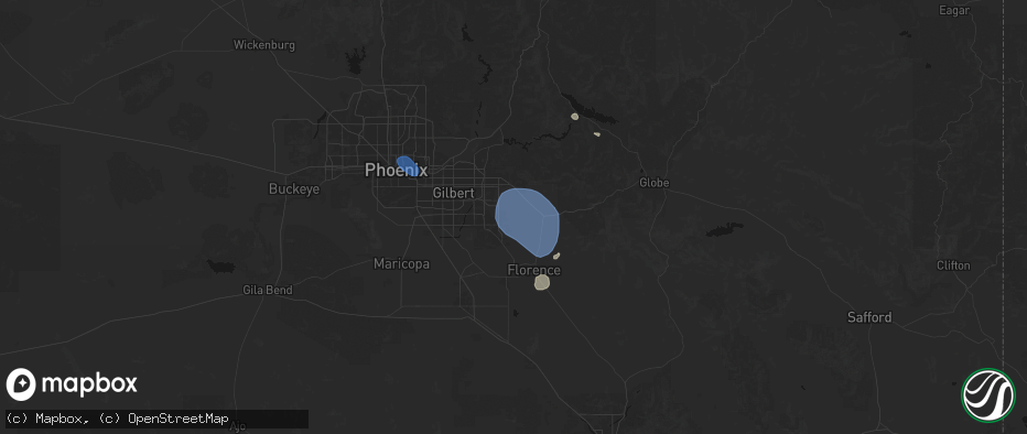 Hail map in San Tan Valley, AZ on July 13, 2026