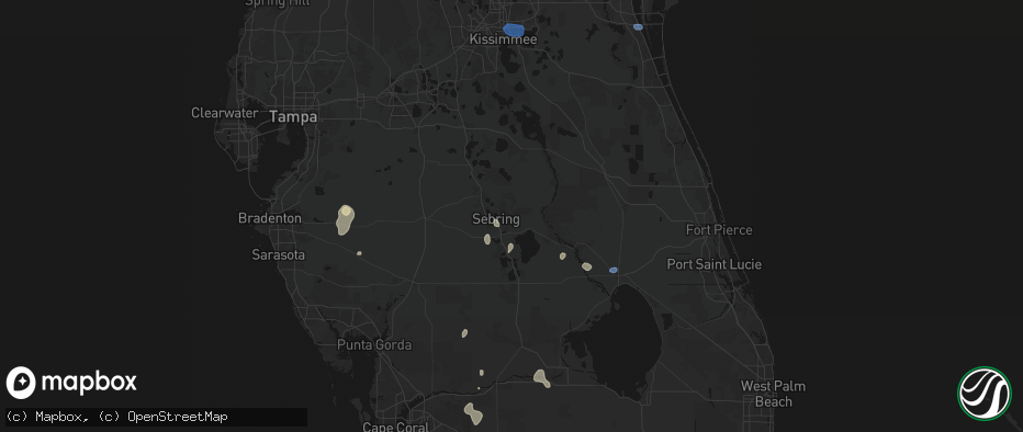Hail map in Sebring, FL on July 13, 2026