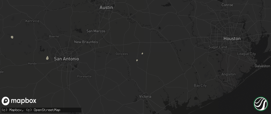 Hail map in Shiner, TX on July 13, 2026