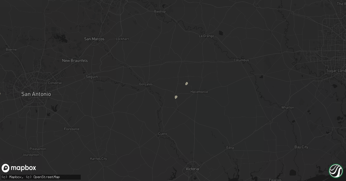 Hail map in Shiner, TX on July 13, 2026