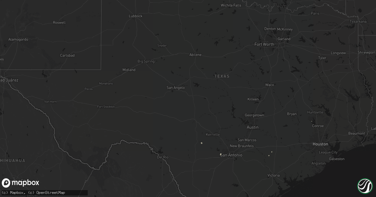 Hail map in Texas on July 13, 2026