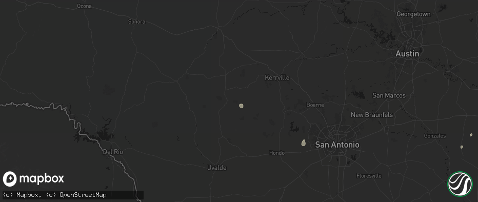Hail map in Vanderpool, TX on July 13, 2026