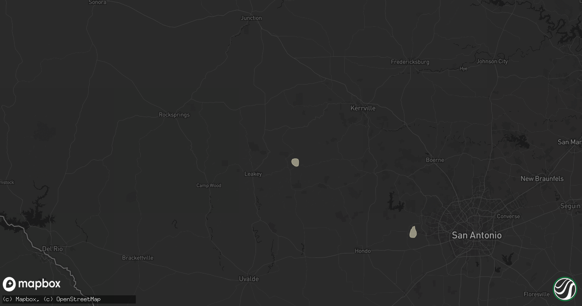 Hail map in Vanderpool, TX on July 13, 2026