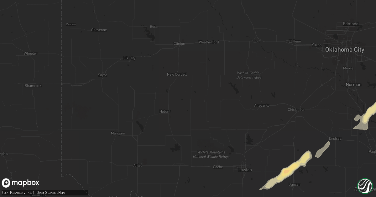 Hail map in Lexington, OK on July 14, 2012