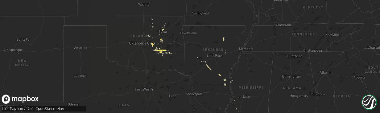 Hail map in Arkansas on July 14, 2013