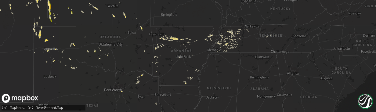 Hail map in Arkansas on July 14, 2014