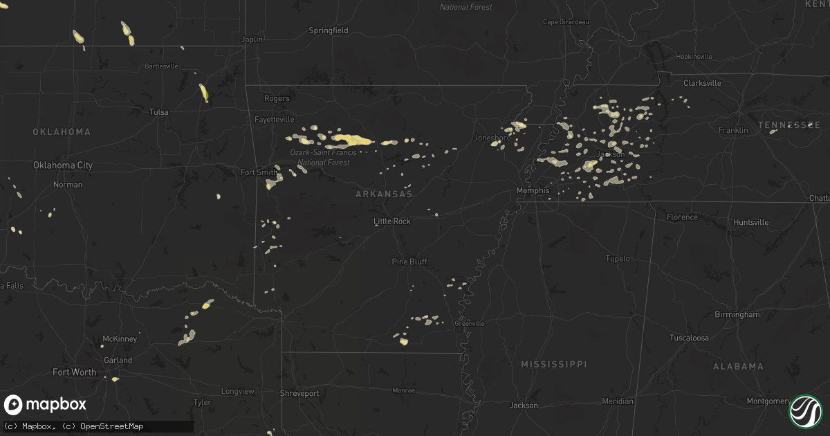 Hail map in Arkansas on July 14, 2014