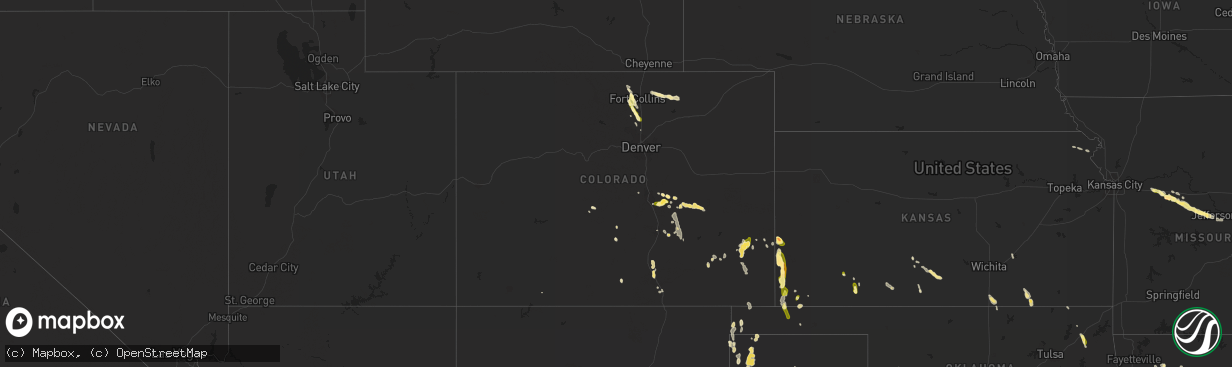 Hail map in Colorado on July 14, 2014