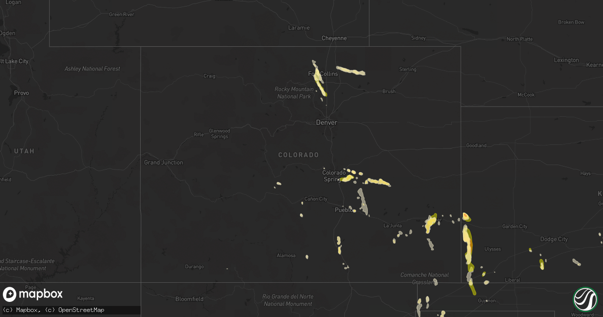 Hail map in Colorado on July 14, 2014