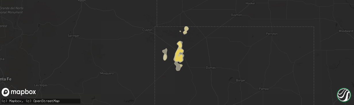 Hail map in Dalhart, TX on July 14, 2014