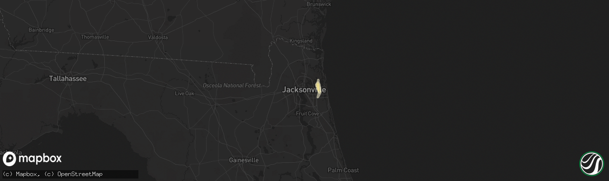 Hail map in Jacksonville, FL on July 14, 2014