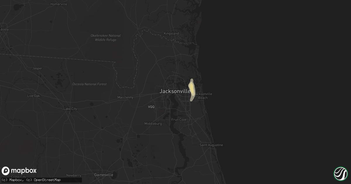Hail map in Jacksonville, FL on July 14, 2014