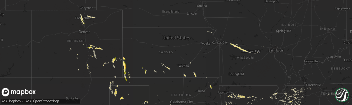 Hail map in Kansas on July 14, 2014