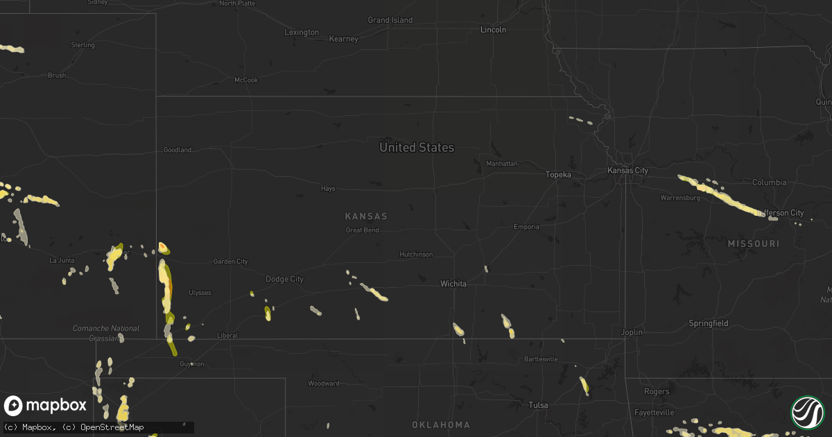 Hail map in Kansas on July 14, 2014