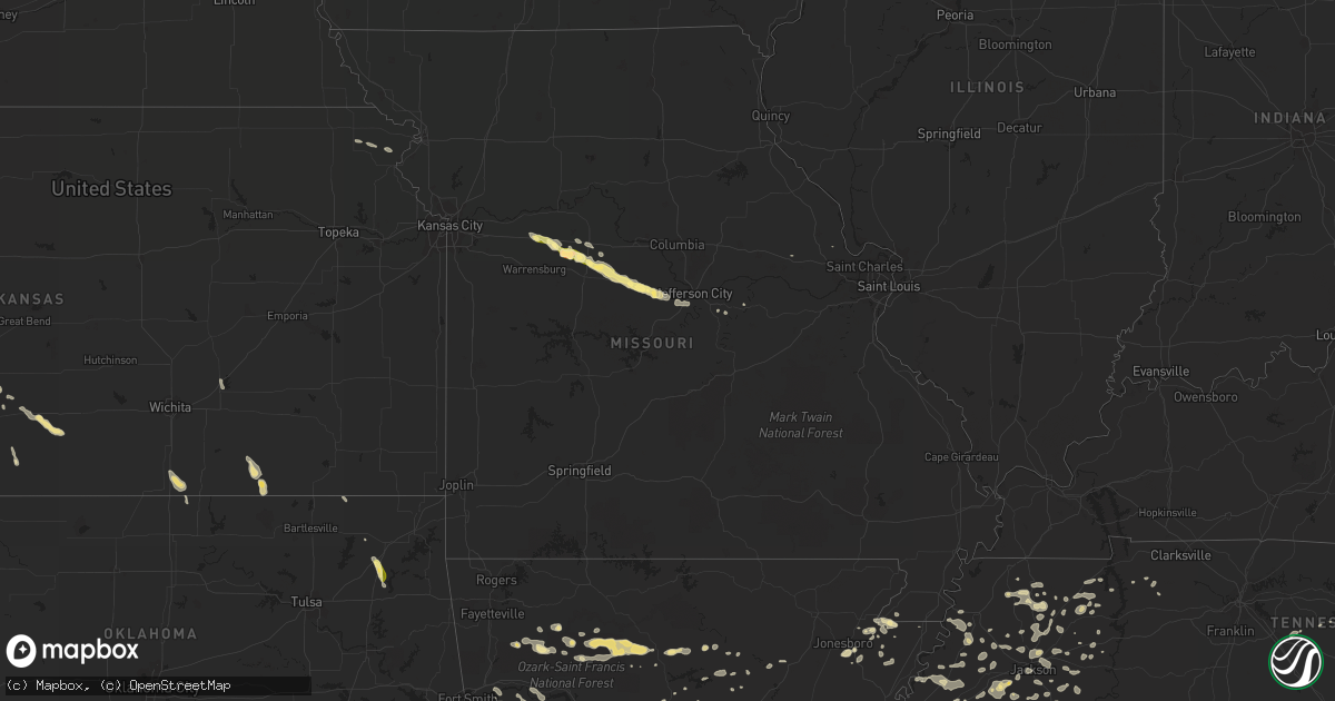 Hail map in Missouri on July 14, 2014