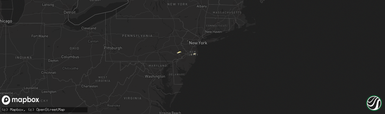 Hail map in New Jersey on July 14, 2014