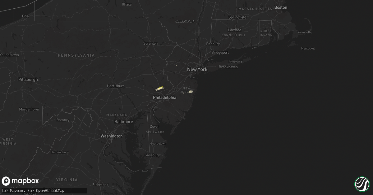 Hail map in New Jersey on July 14, 2014