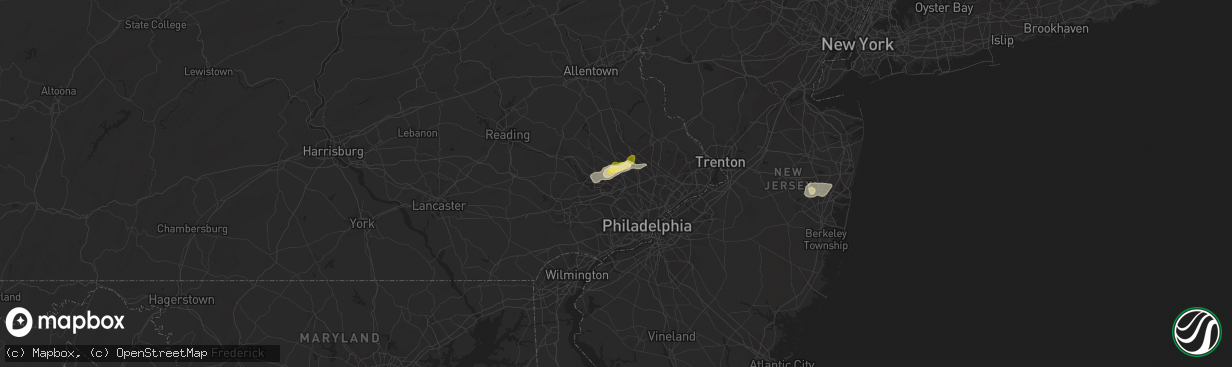 Hail map in Norristown, PA on July 14, 2014