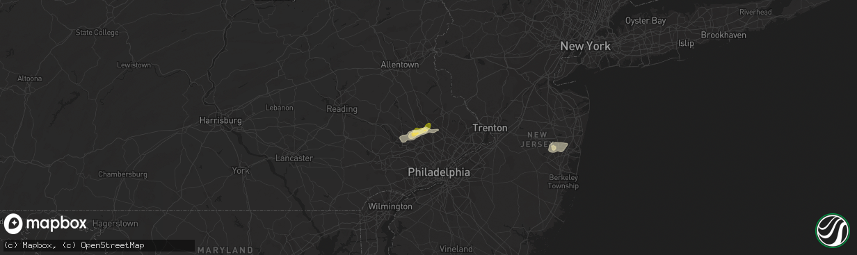 Hail map in North Wales, PA on July 14, 2014