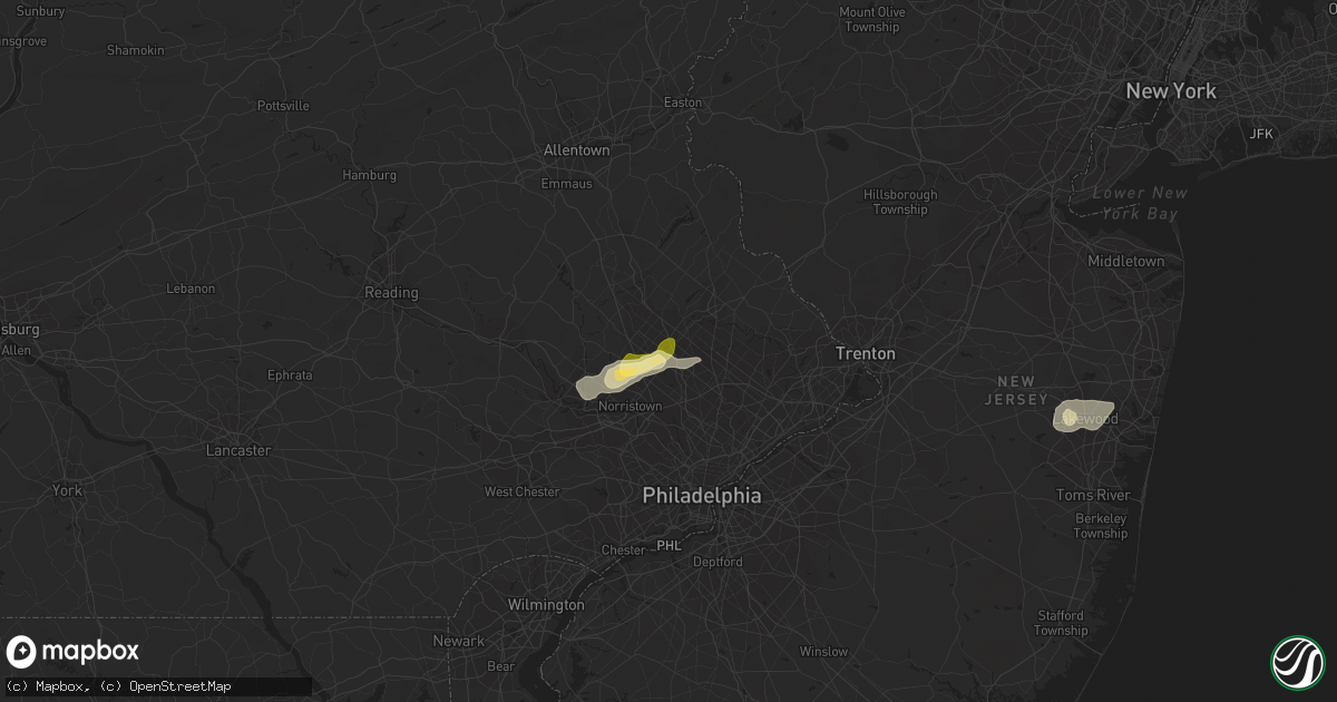 Hail map in North Wales, PA on July 14, 2014