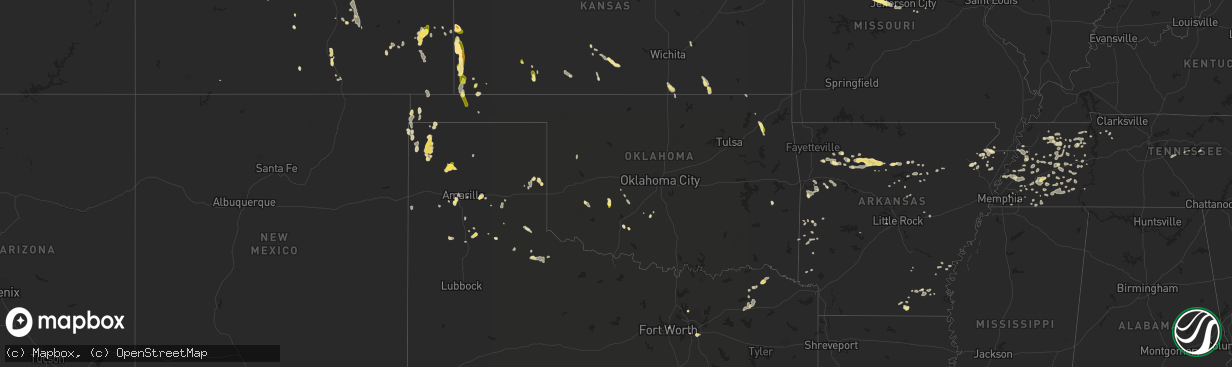 Hail map in Oklahoma on July 14, 2014