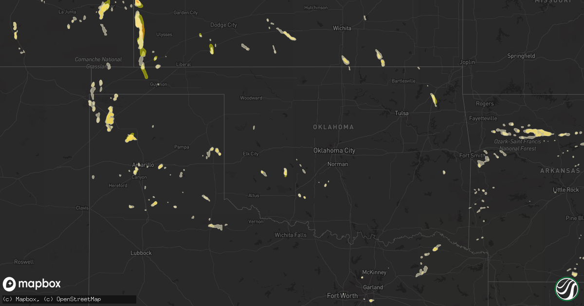 Hail map in Oklahoma on July 14, 2014