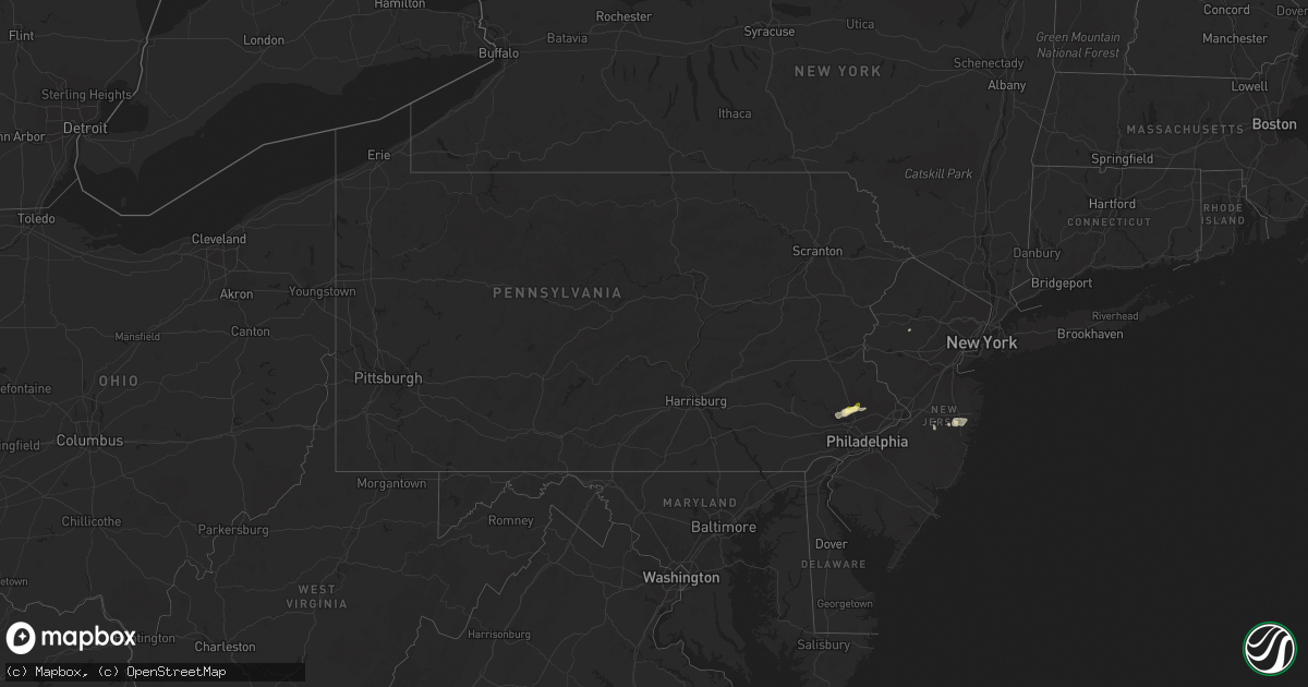 Hail map in Pennsylvania on July 14, 2014