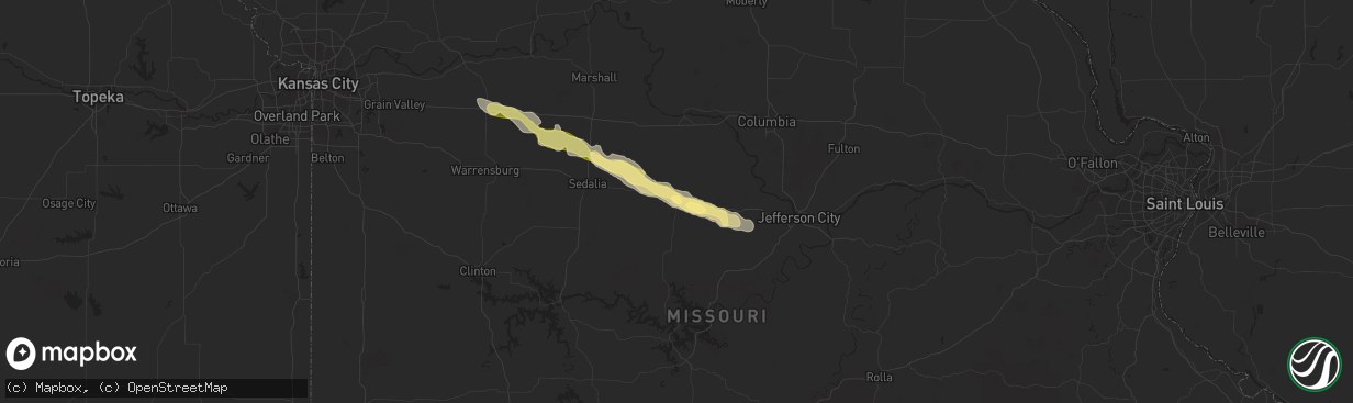 Hail map in Tipton, MO on July 14, 2014