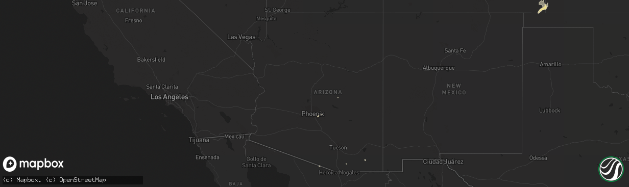 Hail map in Arizona on July 14, 2015