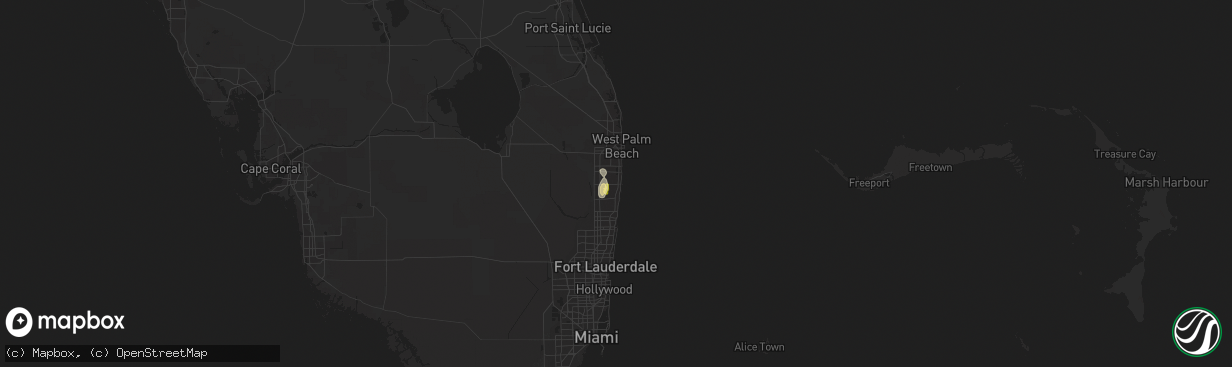 Hail map in Boynton Beach, FL on July 14, 2015