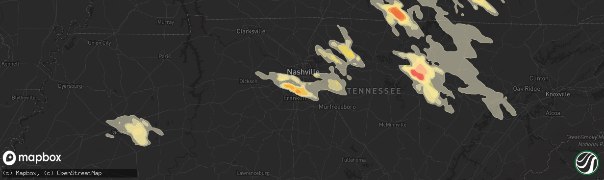 Hail map in Brentwood, TN on July 14, 2015