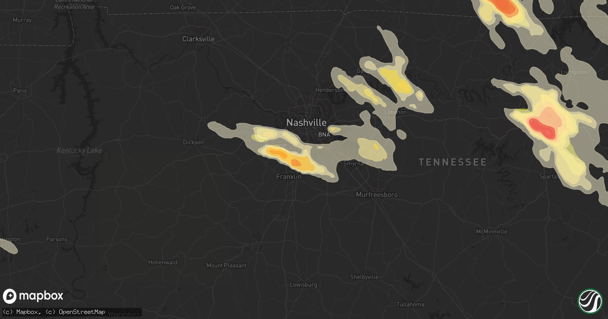 Hail map in Brentwood, TN on July 14, 2015