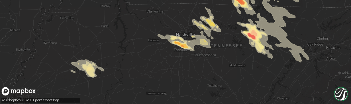 Hail map in Franklin, TN on July 14, 2015