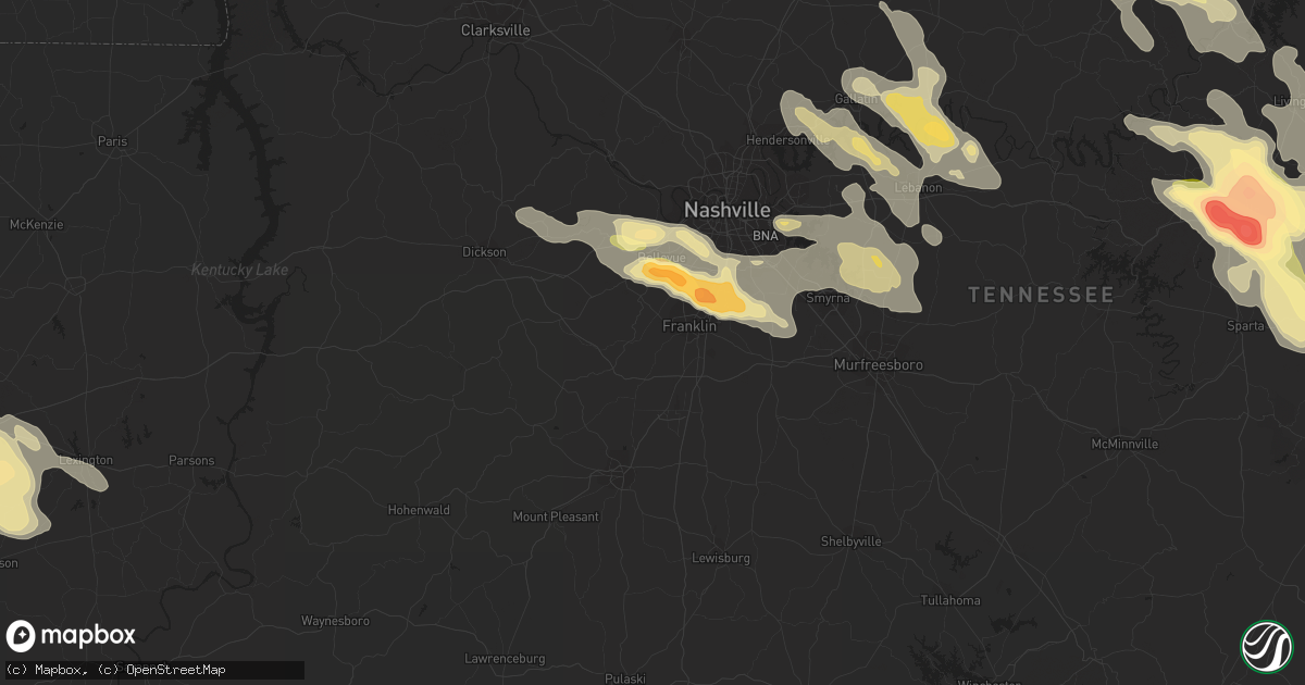 Hail map in Franklin, TN on July 14, 2015