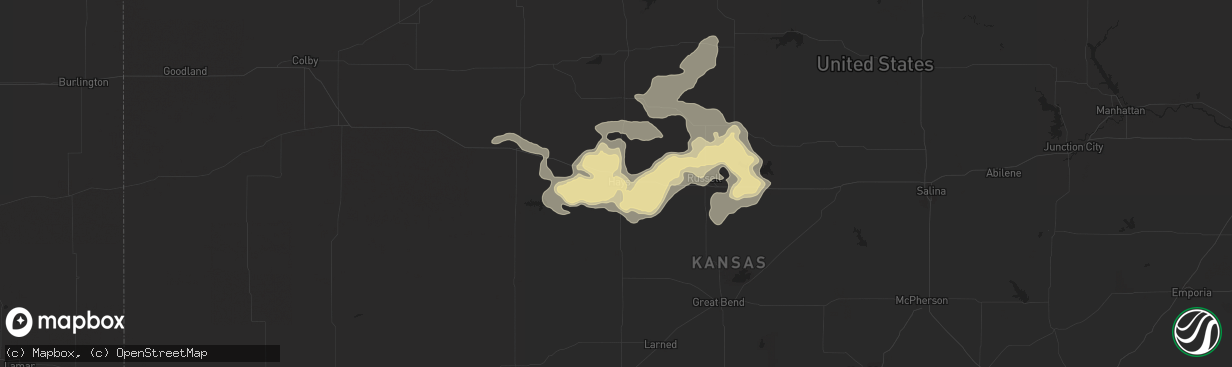 Hail map in Hays, KS on July 14, 2015