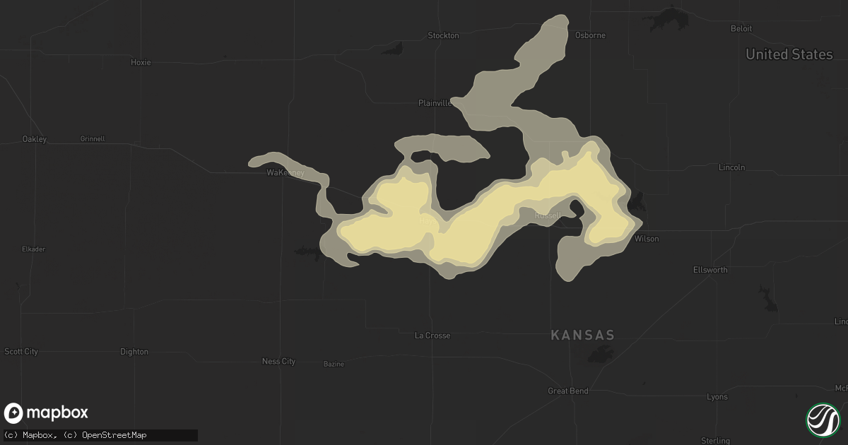 Hail map in Hays, KS on July 14, 2015