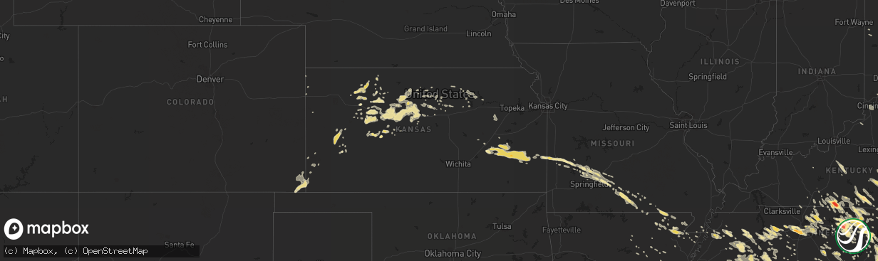 Hail map in Kansas on July 14, 2015