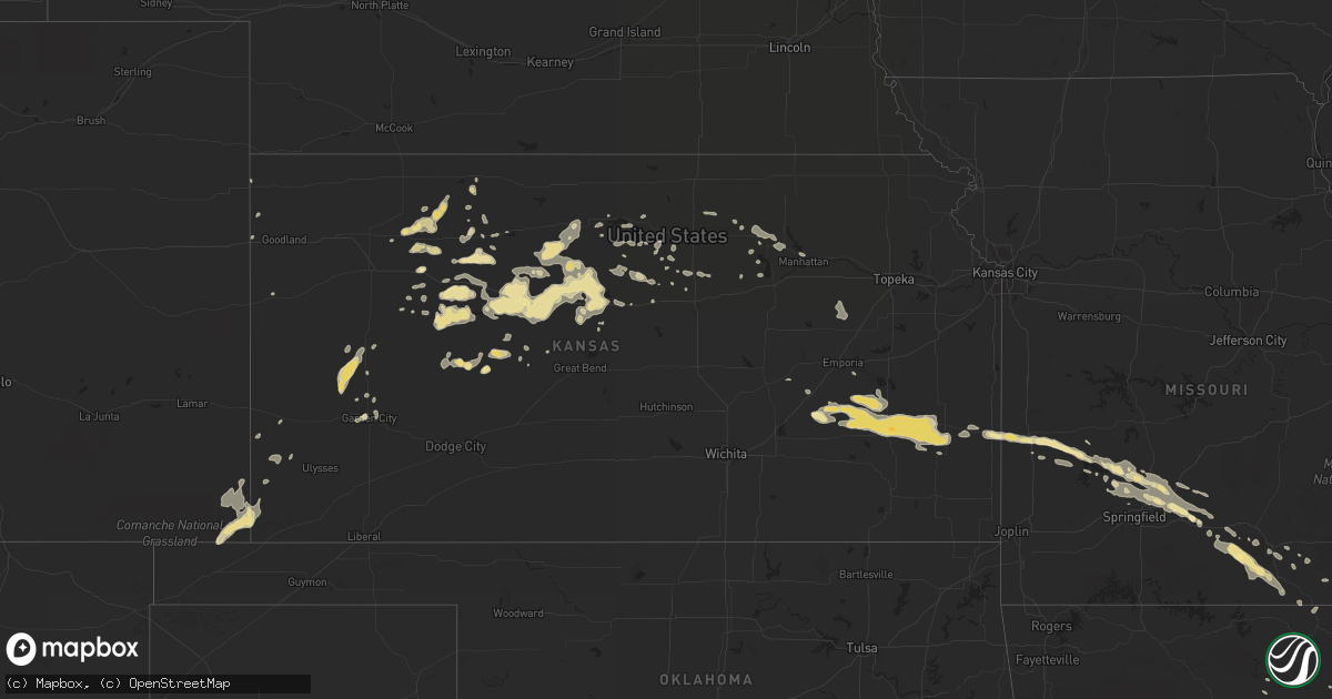 Hail map in Kansas on July 14, 2015