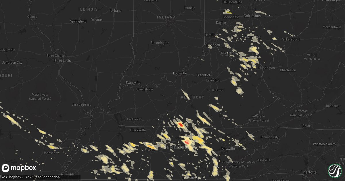 Hail map in Kentucky on July 14, 2015