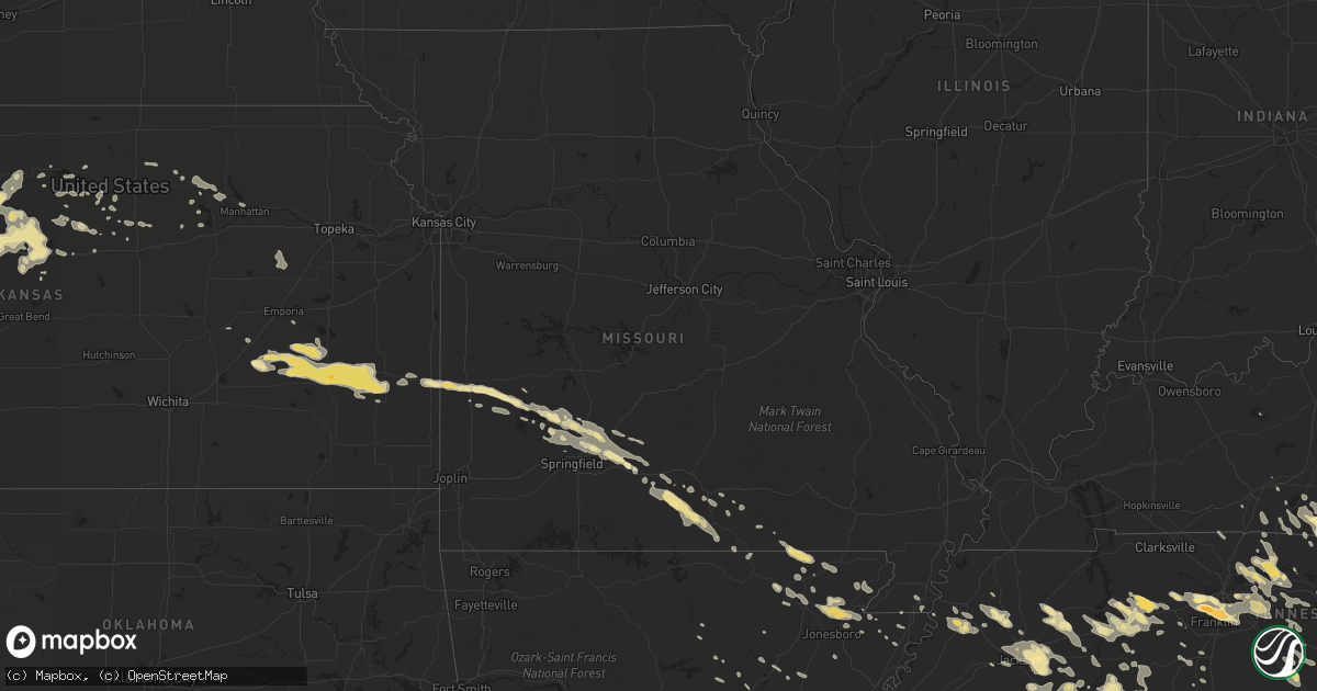 Hail map in Missouri on July 14, 2015