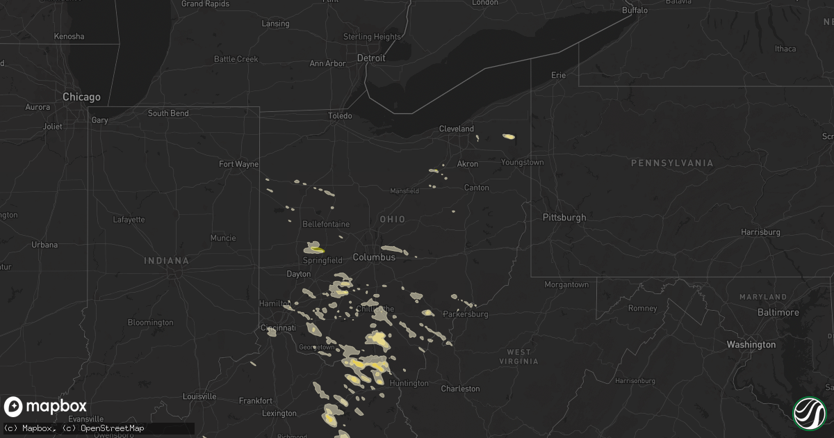 Hail map in Ohio on July 14, 2015