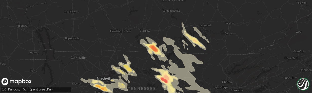 Hail map in Tompkinsville, KY on July 14, 2015