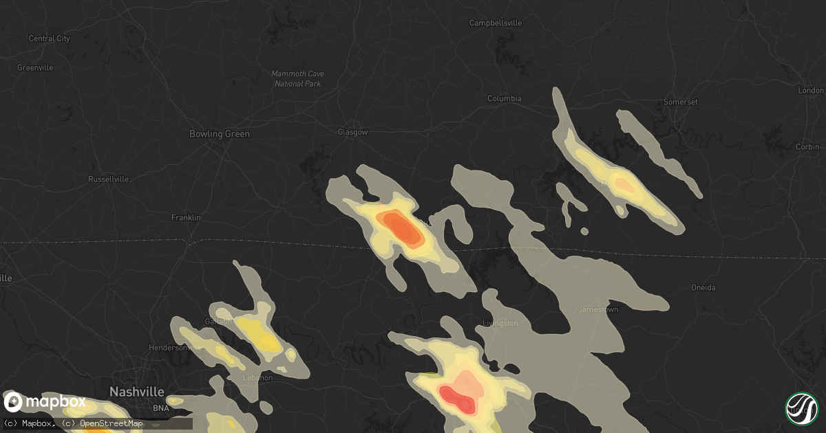 Hail map in Tompkinsville, KY on July 14, 2015