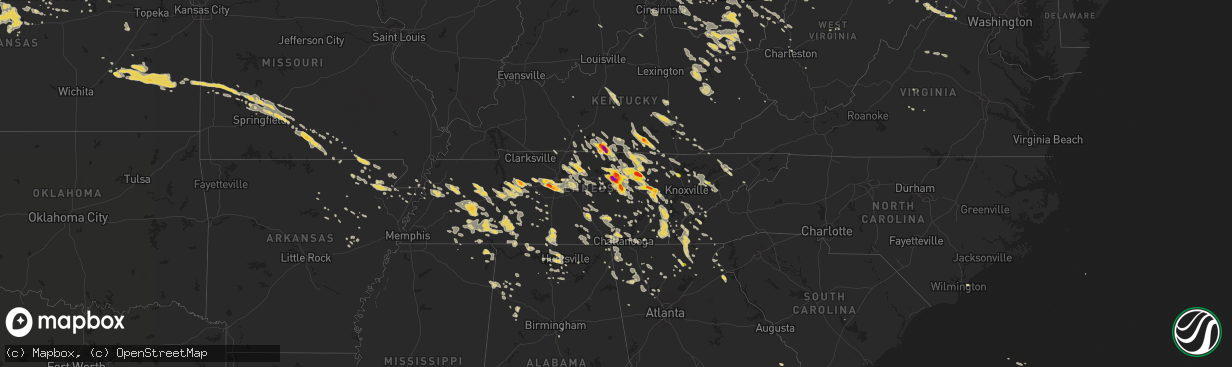 Hail map on July 14, 2015