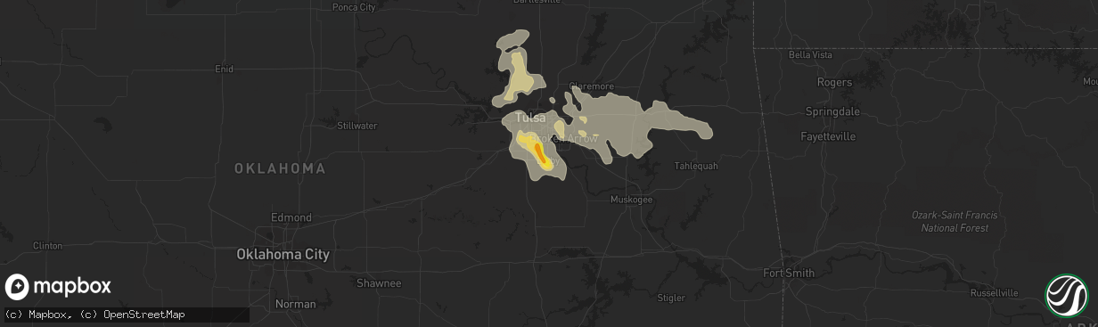 Hail map in Bixby, OK on July 14, 2016