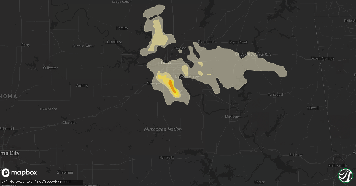 Hail map in Bixby, OK on July 14, 2016