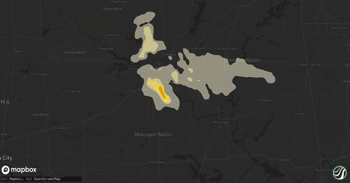 Hail map in Broken Arrow, OK on July 14, 2016