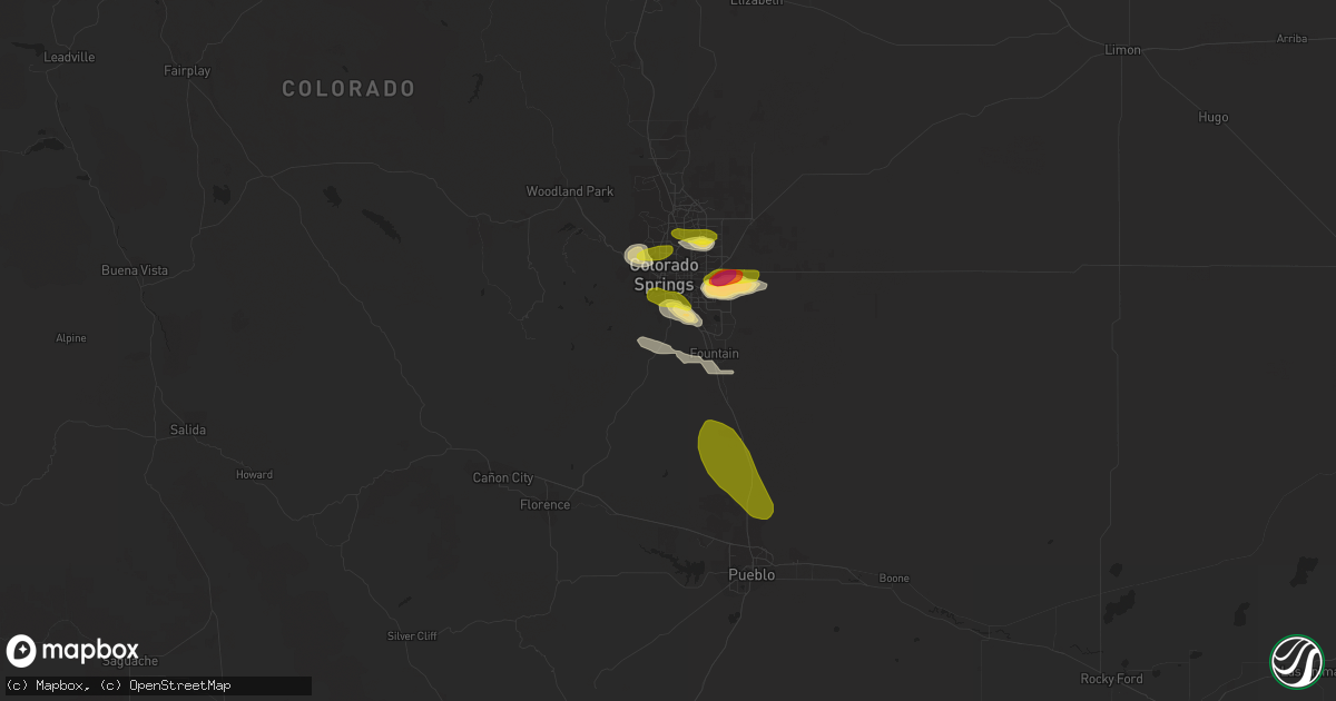 Hail map in Colorado Springs, CO on July 14, 2016